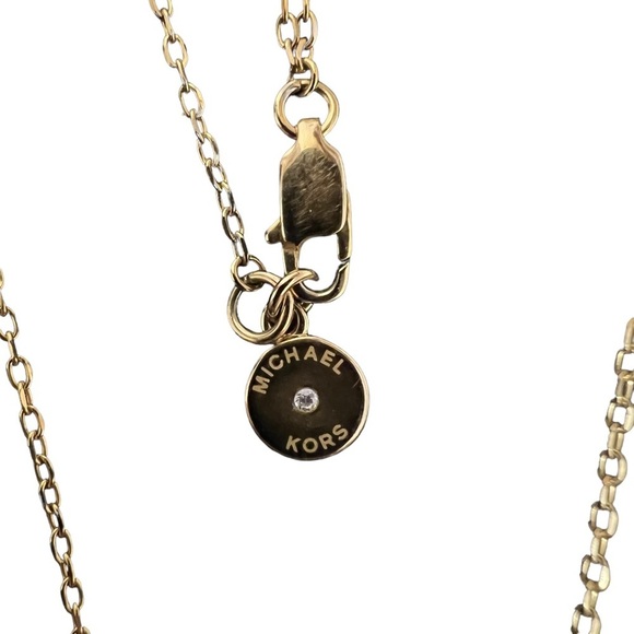 Michael Kors Gold-Tone Double Strand Logo Bar Necklace - Picture 6 of 6